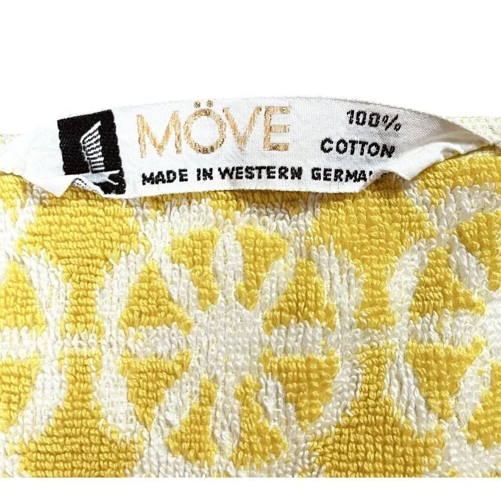 RARE Vintage 1960s Western Germany Move Cotton Yellow White Floral Towel 39 x 19